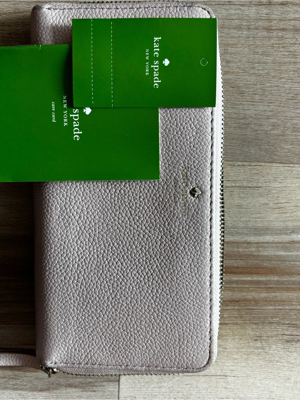 kate spade Pebbled Zip Wallet in Blush Pink